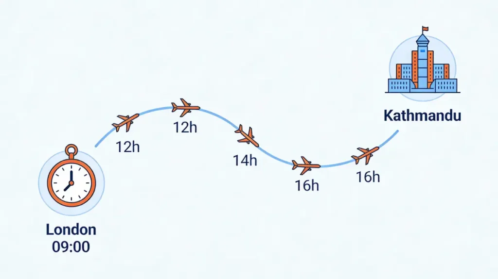 London to Kathmandu flight times
